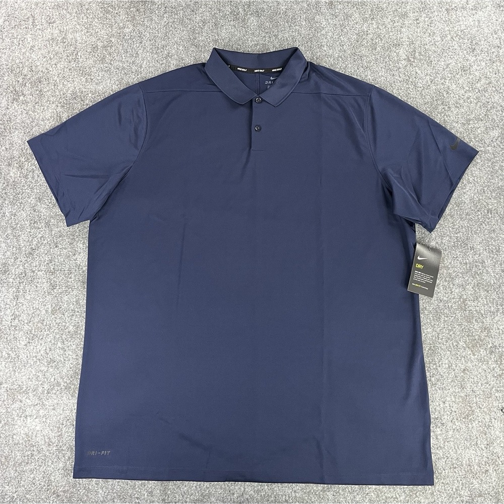 Nike Golf Performance Polo Shirt Mens XXL Solid Navy Blue Dri Fit - NWT $55 MSRP